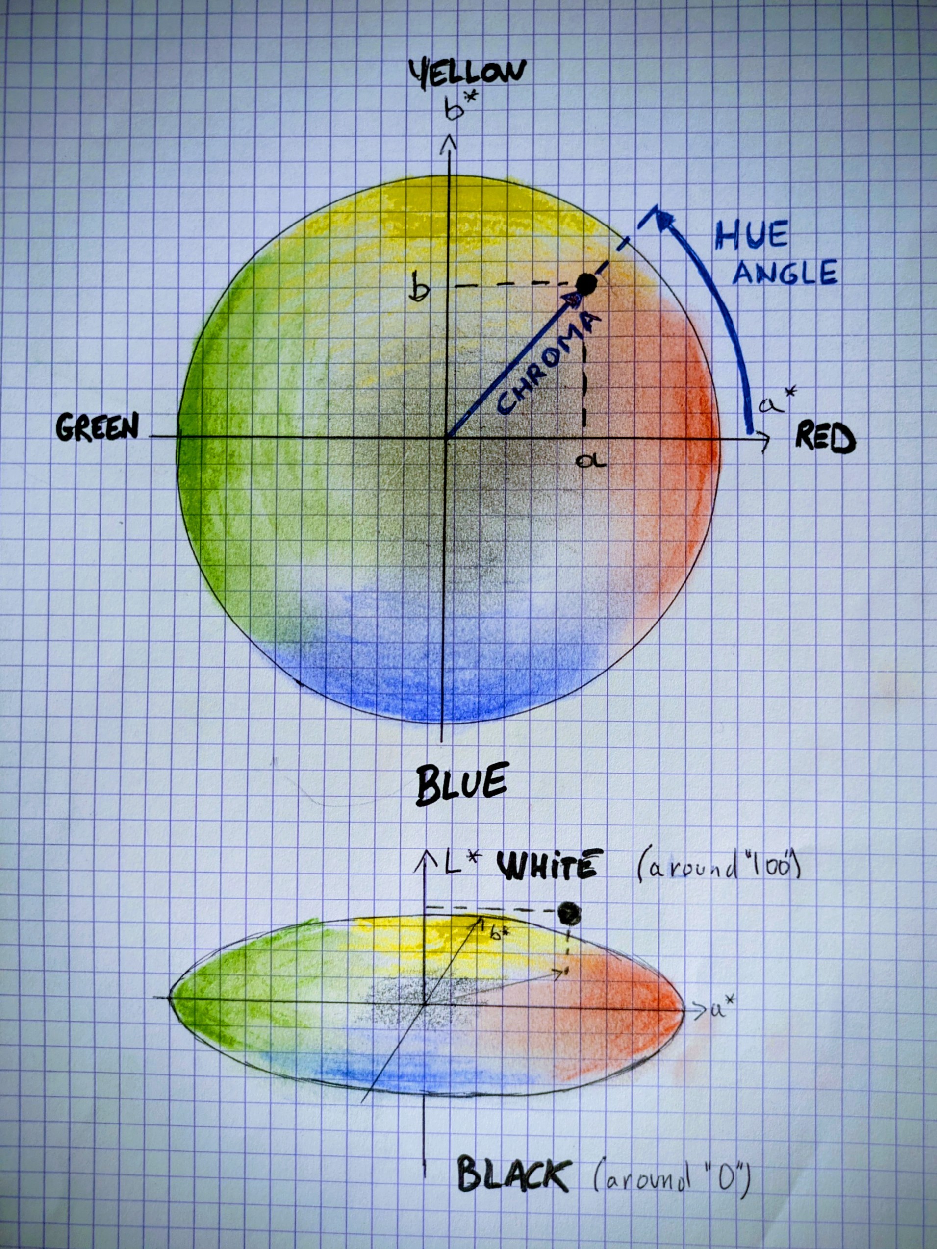 Chroma and Hue Angle representation in L*a*b* color space